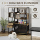 Dog Crate Furniture with Display Shelf, Decorative Dog Crate with Dog Bowl, Cat Litter Box Furniture Industrial Bookshelf, Furniture Style Dog Crate for Medium Dog, Brown
