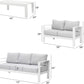 Heynemo 4 Pcs 7 Seats Outdoor Furniture Sofa Set Aluminum Patio Conversation Set With Coffee Table and 5 Inches Cushions, White