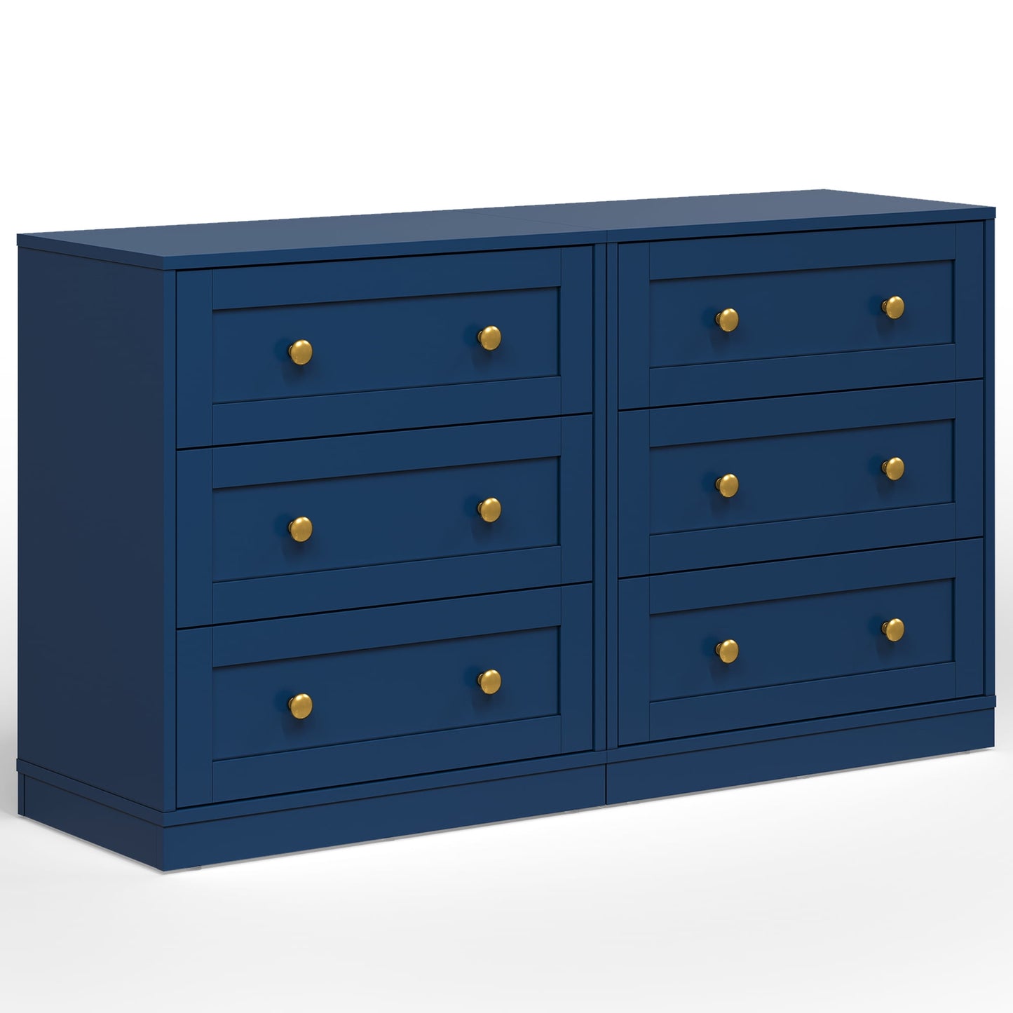 May in Color 3-Drawer Nightstand, Modern Bedside Table with Gold Knobs, Wooden End Table for Bedroom, Living Room, Hallway, or Closet, Blue