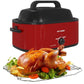 24 Quart Electric Roaster Oven, Stainless Steel Buffet Turkey Roaster Oven with Self-Basting Lid Removable Pan, Red