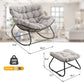 Heynemo Oversized Outdoor Wicker  Rocking Chair with Ottoman, Patio Rattan Papasan Chair with Cushion & Foot Rest for Indoor Outside Porch, Garden, Living Room