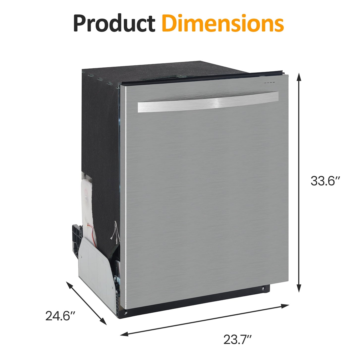 Sunvivi 24" Stainless Steel Built-in Dishwasher, 14-16 Place Settings Dishwasher Machine, 8 Wash Programs, Energy Star, Sliver