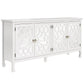 Heynemo Carved Sideboard Cabinet with Storage, 63'' Modern Buffet Cabinet with Mirrored Door and Adjustable Shelves, Accent Cabinet for Entryway, Dining Room, Living Room, White