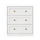 May in Color 3 Drawer Nightstand, Modern Wood End Table with Gold Knobs, White