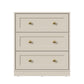 May in Color 3 Drawer Nightstand Set of 2, Modern Wood End Table with Gold Knobs, Beige