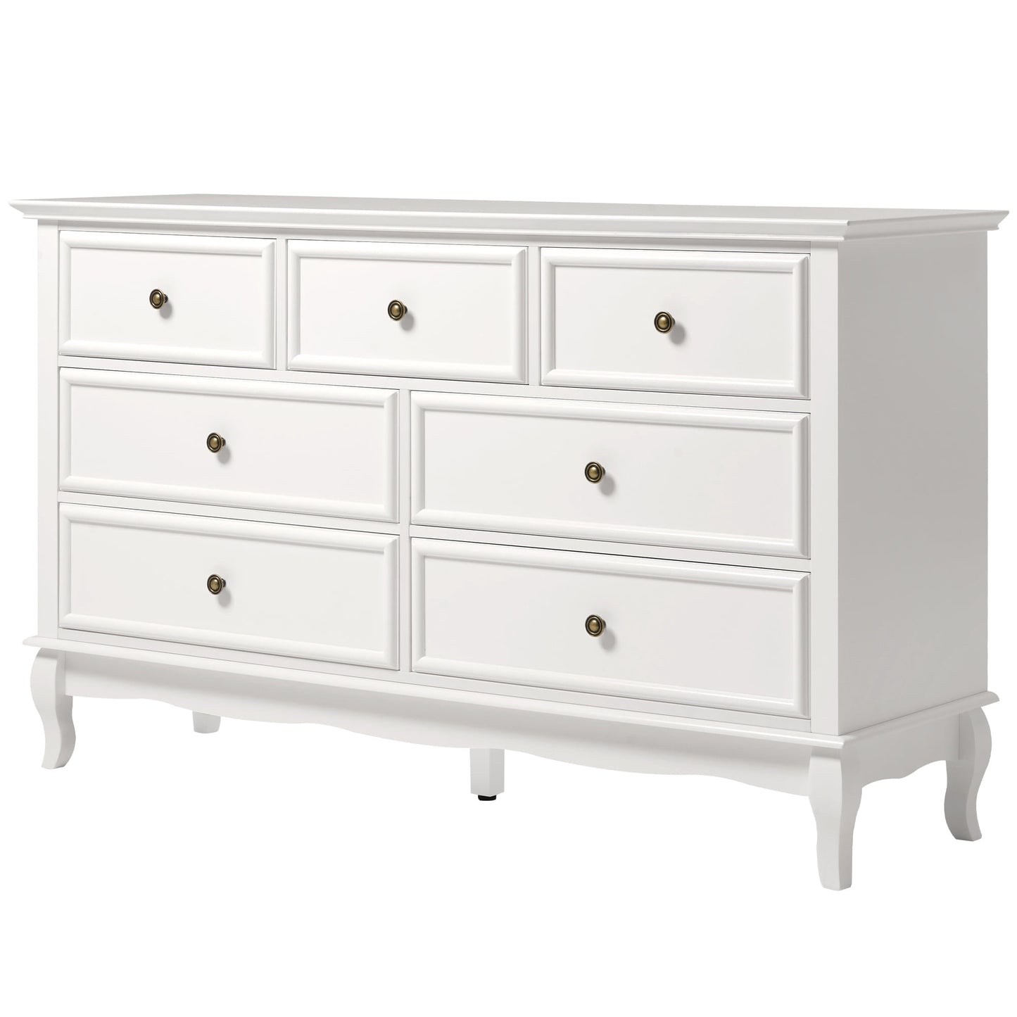 May in Color 7 Drawer Dresser with Solid Wood Legs for Bedroom, Living Room, Hallway