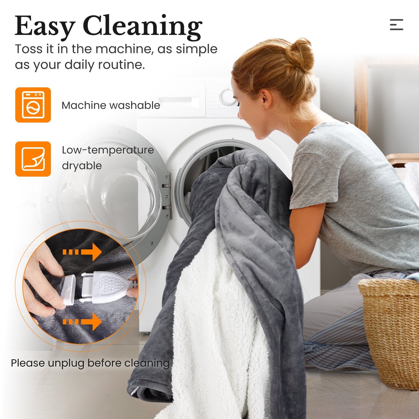 Royalcraft Heated Blanket Queen Size, Electric Throw Dual Control, 10 Heat Settings, 12 Hours Auto Off, Soft Flannel and Sherpa, Machine Washable, ETL Certified,Grey