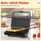 Heynemo 3-in-1 Electric Sandwich Maker & Waffle Grill, 850W Panini Press with Non-Stick Removable Plates & Tempered Glass Top, Cool Touch Handle, Easy to Clean, Black