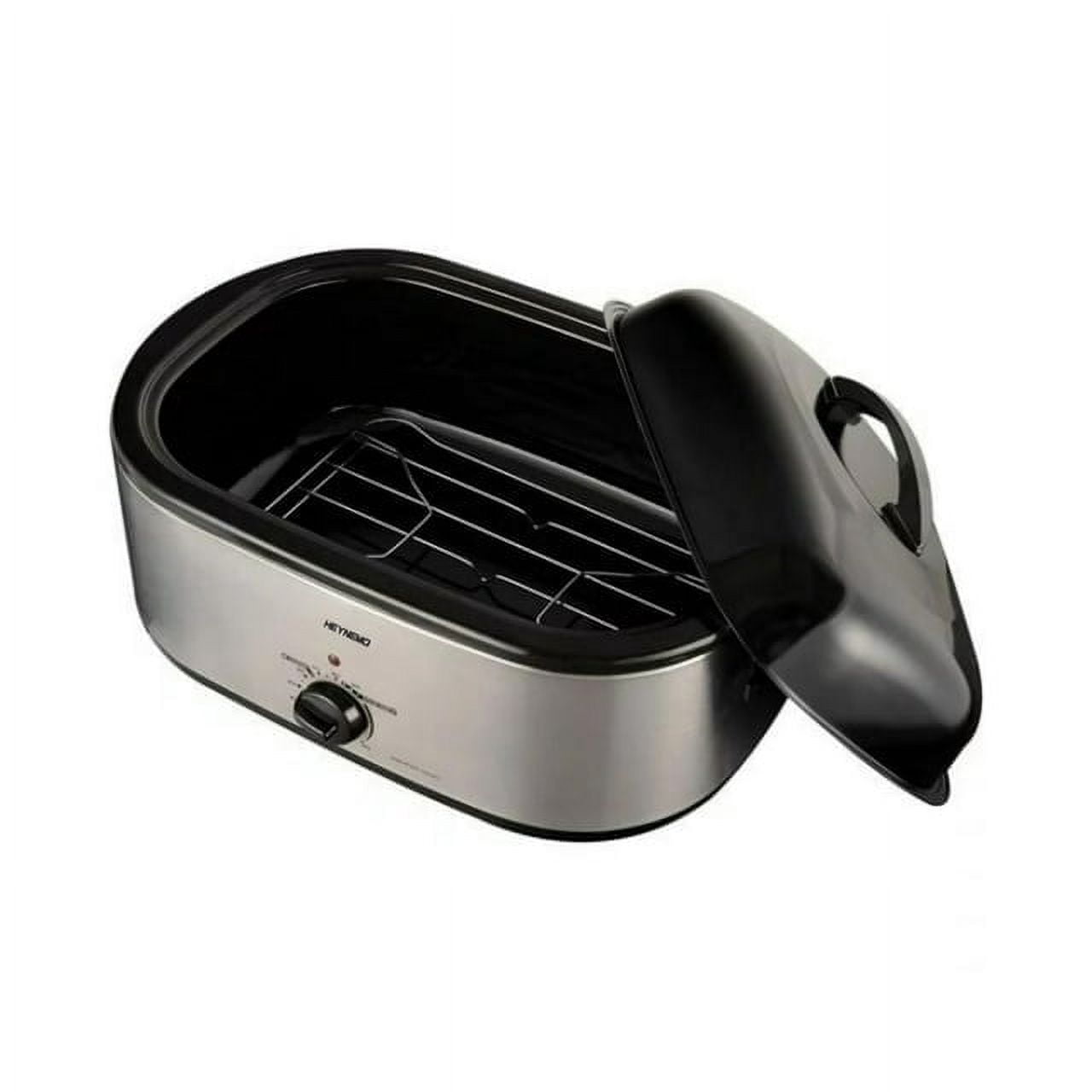 Superjoe 20 QT Electric Roaster Oven Turkey Roaster Pan, Stainless Steel Self-Basting Lid Removable Insert Pot, Silver