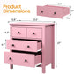 May in Color Pink 3 Drawer Dresser Set of 2 with Soft-Close Drawers, Modern Wood Chest for Bedroom, Living Room