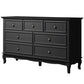 Heynemo 7 Drawer Dresser for Bedroom, Chest of Drawers with Solid Wood Legs and Painted Surface, Black