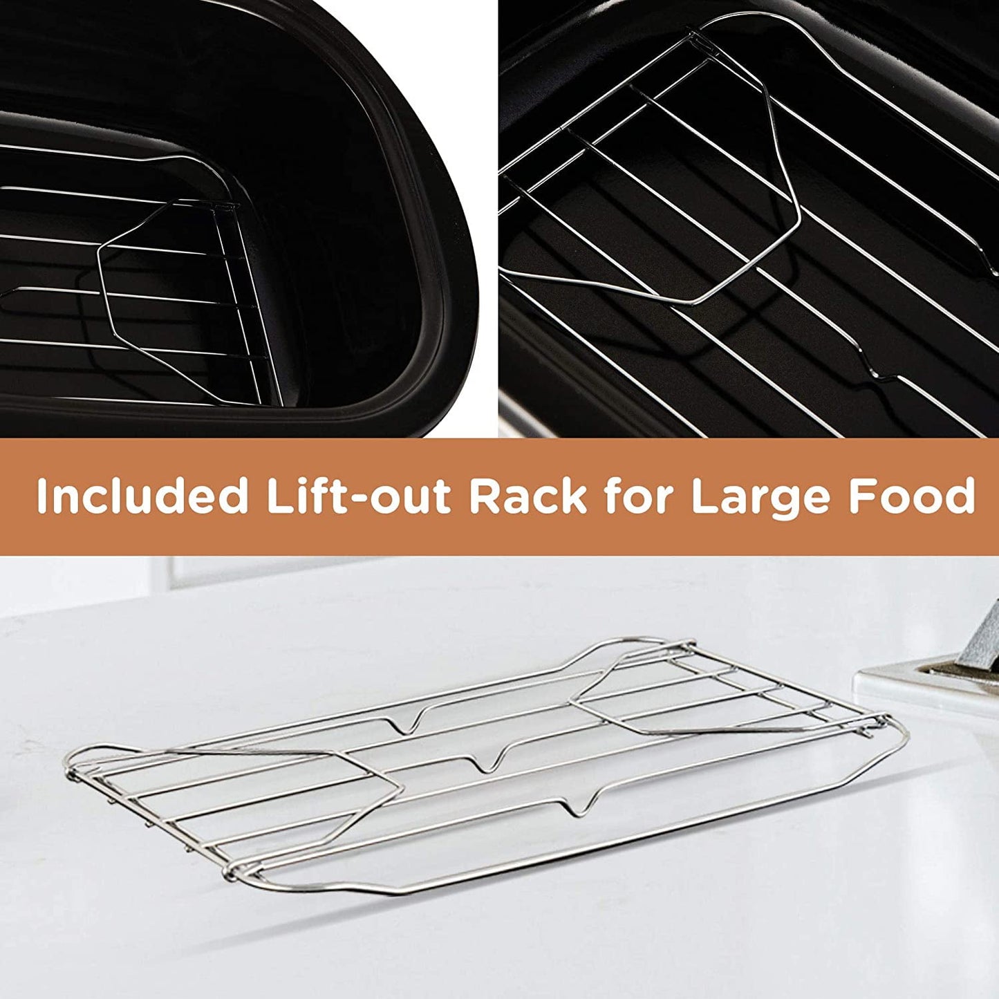 CozyHom 20 Quart Electric Roaster Oven Stainless Steel Roaster Oven, Self-Basting Lid Removable Insert Pot, Silver