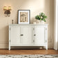 Royalcraft 3-Door Buffet Cabinet with Storage, Bohemian Sideboard with Adjustable Shelves, Wood Credenza Cabinet, Console Table for Bedroom, Living Room, Dining Room, Hallway, Grayish-White