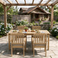 5-Piece Acacia Patio Table and Chairs Set for All-Weather, Outdoor Patio Dining Set with Umbrella Hole and Removable Cushion for 4, Durable Patio Table and Chairs Set for Backyard, Garden, Heynemo