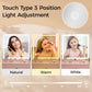 RoyalCraft Vanity Desk with Sliding Mirror and LED Lights, 2 in 1 Wooden Makeup Vanity Desk for Nightstand and Dressing Table, Compact Medium Makeup Table with Sliding Mirror for More Storage Space