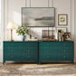 May in Color Fluted 6 Drawer Dresser, Wide Modern Chest of Drawers, Large Wood Storage Cabinet Organizer for Bedroom, Living Room, Hallway, Entryway, Green
