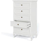 Superjoe White Dresser for Bedroom, Modern 5 Drawer Dresser, Wood Rustic Tall Chset of Drawers, Storage Dressers Organizer for Bedroom,Hallway