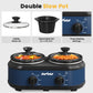 Blue Dual Slow Cooker with 2 Removable Ceramic Pots, 3Adjustable Temp & Visible Glass Lids, Buffet Server & Warmer, 2 x 1.25 QT, Blue, Dishwasher Safe