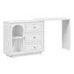 Heynemo Makeup Vanity Desk, Extendable Corner Vanity Makeup Table with 3 Drawers & 1 Door, Modern Dressing Table for Bedroom, Vanities for Women/Girls Bedroom (without Mirror)