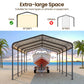 RoyalCraft 12x20 FT Metal Carport, Heavy Duty Canopy with Updated Roof & Enhanced Base, Multi-Use Carport Garage for Car, Truck, Boat, Tractors, Party, Grey