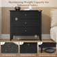 32" Black Fluted Dresser Nightstand, Wide Modern 3 Drawer Wooden Chest, Large Painted Storage Cabinet, for Bedroom, Closet, Hallway, Entryway