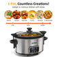 Heynemo 4QT Programmable Slow Cooker with Locking Lid, Removable Ceramic Pot, 3 Heating Settings & Timer, Dishwasher-Safe, Stainless Steel