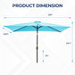 Heynemo 10x 6.5ft Rectangular Patio Umbrella, Outdoor Table Market Umbrella with Crank, 6 Steel Ribs, Polyester Canopy, Aluminum Pole,Red