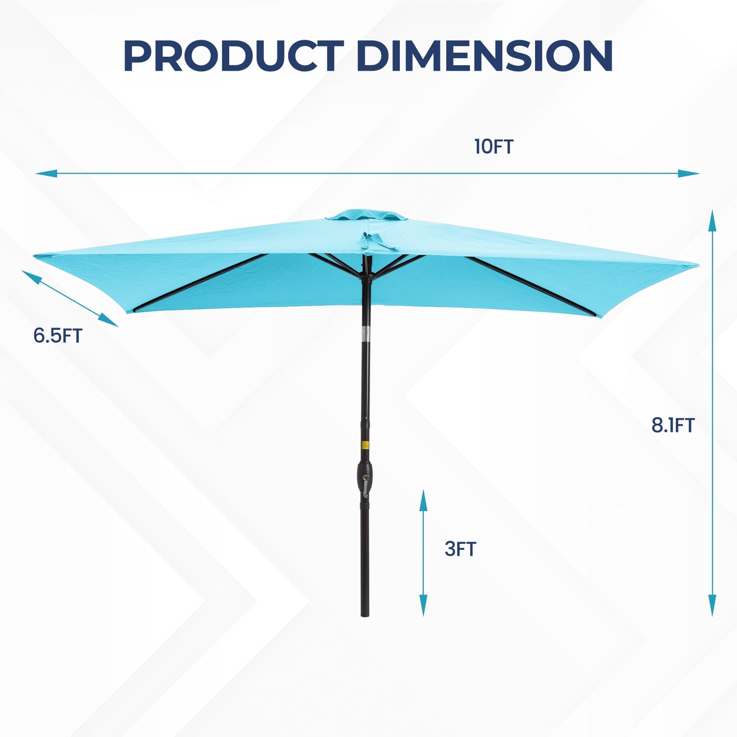 Heynemo 10x 6.5ft Rectangular Patio Umbrella, Outdoor Table Market Umbrella with Crank, 6 Steel Ribs, Polyester Canopy, Aluminum Pole,Red