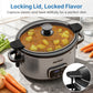Sunvivi 4QT Programmable Slow Cooker with Locking Lid, Removable Ceramic Pot, 3 Heating Settings & Timer, Stainless Steel, Silver