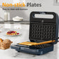 Heynemo Versatile 3-in-1 Waffle Maker & Panini Press, 1000W Electric Sandwich Maker with Removable Non-Stick Plates, Tempered Glass Lid, Cool Touch Handle & Easy Cleanup