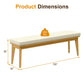 RoyalCraft Acacia Patio Bench, Upholstered Bench with Thick Cushion, Modern Wood Outdoor Dining Bench for Porch, Backyard, Garden, Indoor, Beige