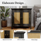 RoyalCraft Storage Cabinet, Kitchen Sideboard Cabinet with Rattan Decor Doors, Accent Buffet Cabinet with Adjustable Storage Shelf, Wood Cabinet Organizer, Coffee