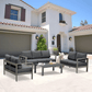 Heynemo 4 Pcs Outdoor Furniture Sofa Set Aluminum Patio Conversation Set With Coffee Table and 5 Inches Cushions, Gray
