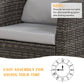 Superjoe 4 Piece Outdoor Patio Furniture Set Rattan Sectional Conversation Set, 4 Cushioned Seats, Gray, 4