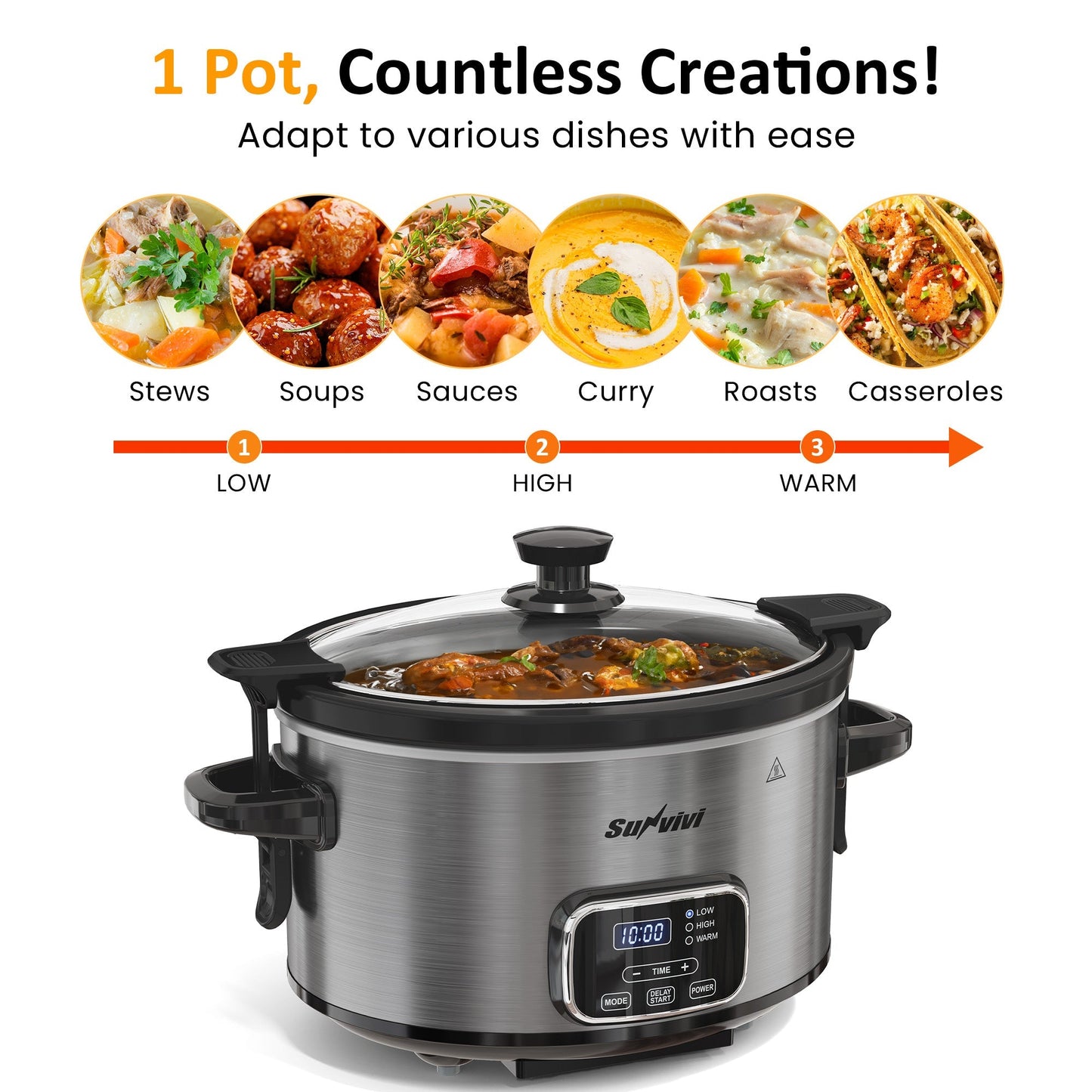 4QT Programmable Slow Cooker with Locking Lid - Slow Cookers