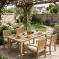 5-Piece Acacia Patio Table and Chairs Set for All-Weather, Outdoor Patio Dining Set with Umbrella Hole and Removable Cushion for 4, Durable Patio Table and Chairs Set for Backyard, Garden, Heynemo