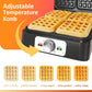 Heynemo Electric Waffle Maker 4 Slices, Stainless Steel Waffle Iron with Adjustable Heat, Nonstick Coating & Cool Touch Handle