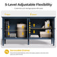 May in Color 58" Wood Buffet Cabinet, Mid-Century Modern Console Cabinet, with 4 Door & Media Storage, for Entryway, Living Room, Dining Room, Bedroom, Blue