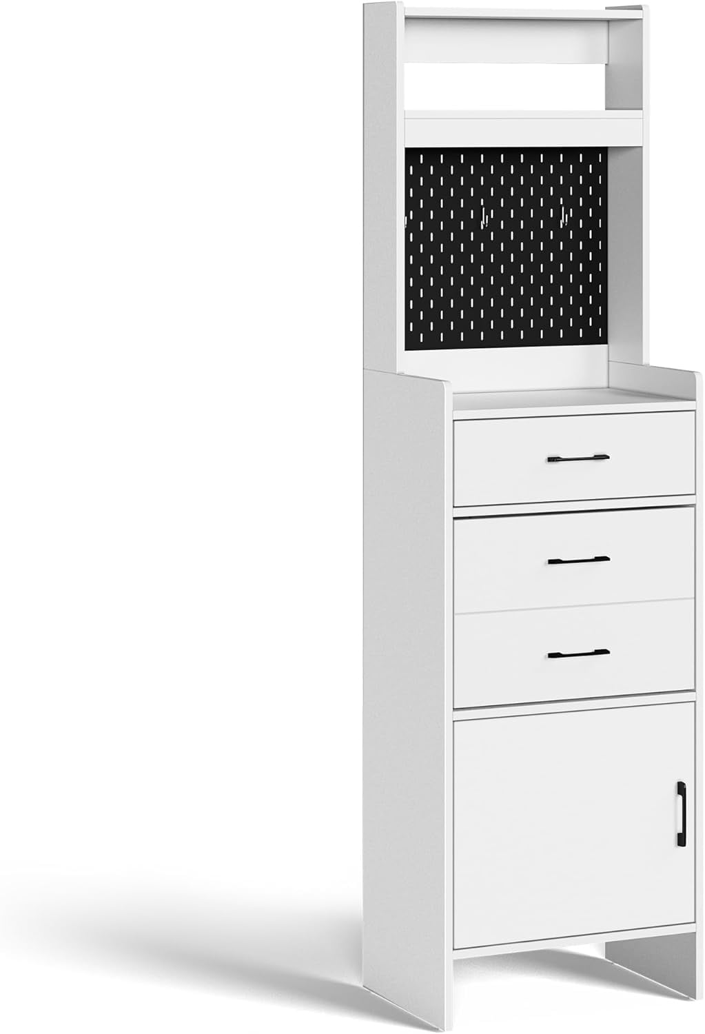 Royalcraft 5-in-1 Shoe Cabinet with Flip Drawer, Entryway Shoe Storage with Pegboard, Adjustable Shelf, Wood Entryway Cabinet, White
