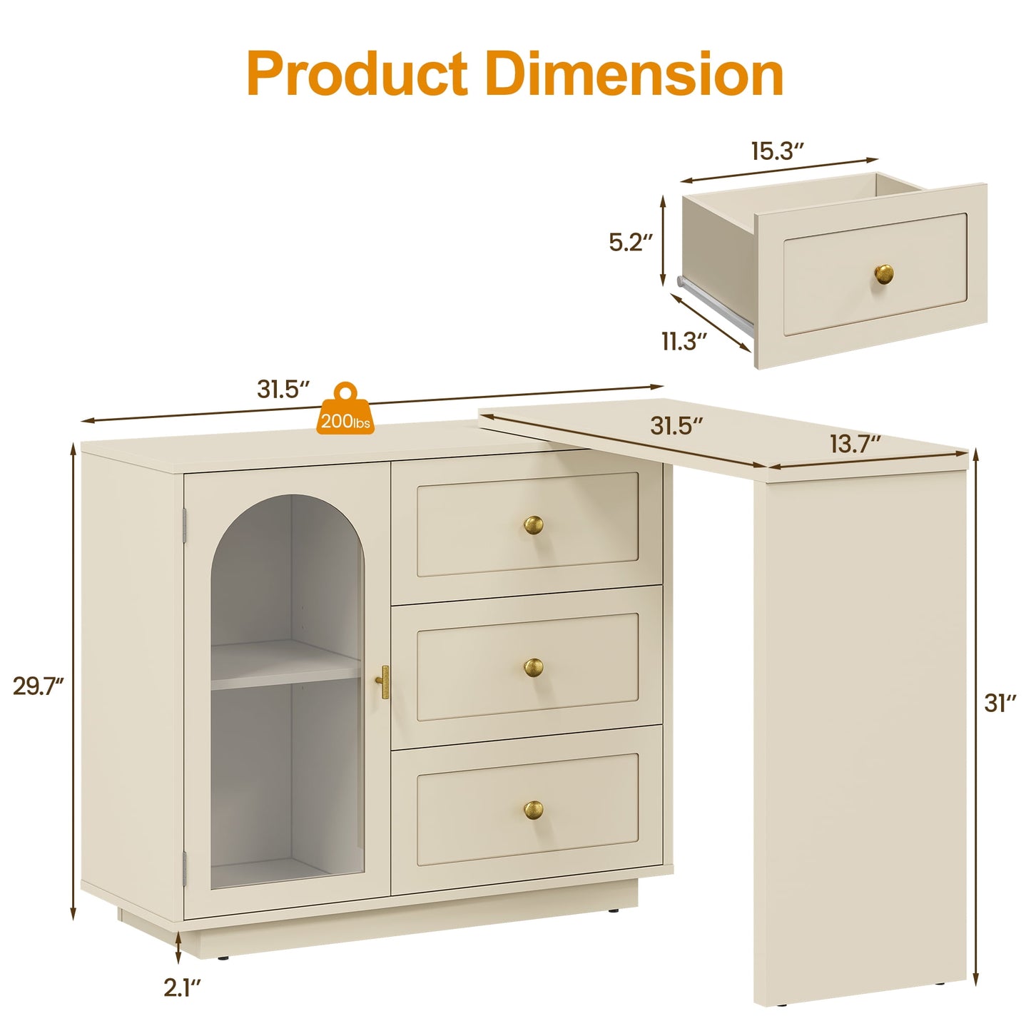 May in Color Modern Dressing Table and Chest of Drawers Combo, 3 Drawers & 1 Door, Perfect for Bedroom, Dressing Room