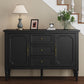 Heynemo Storage Cabinet with 2 Doors & 3 Drawers, Sideboard Cabinet with Adjustable Shelves, Ideal for Entryway, Living Room, Dining Room, Black