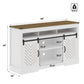 Heynemo TV Stand for TVs up to 70", 34" Tall Entertainment Center w/Sliding Doors, Modern Wood Media Console Storage Cabinet for Living Room Bedroom, Wood-Tone and White