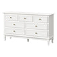 Heynemo Sideboard Buffet Cabinet with 7 Drawers, Set of 2, Modern Wide Credenza Cabinet with Rubberwood Legs & Painted Finish, Wooden Storage Closet Cabinet Organizer for Living Room, Hallway, White
