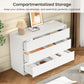 Heynemo Dresser with 6 Drawers for Bedroom, Chest of Drawer with Charging Station for Living Room, White