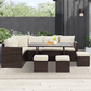 Heynemo 7 Piece Outdoor Patio Furniture Set, Dining Sectional Sofa with Dining Table and Chair, All Weather Wicker Conversation Set with Ottoman, Beige