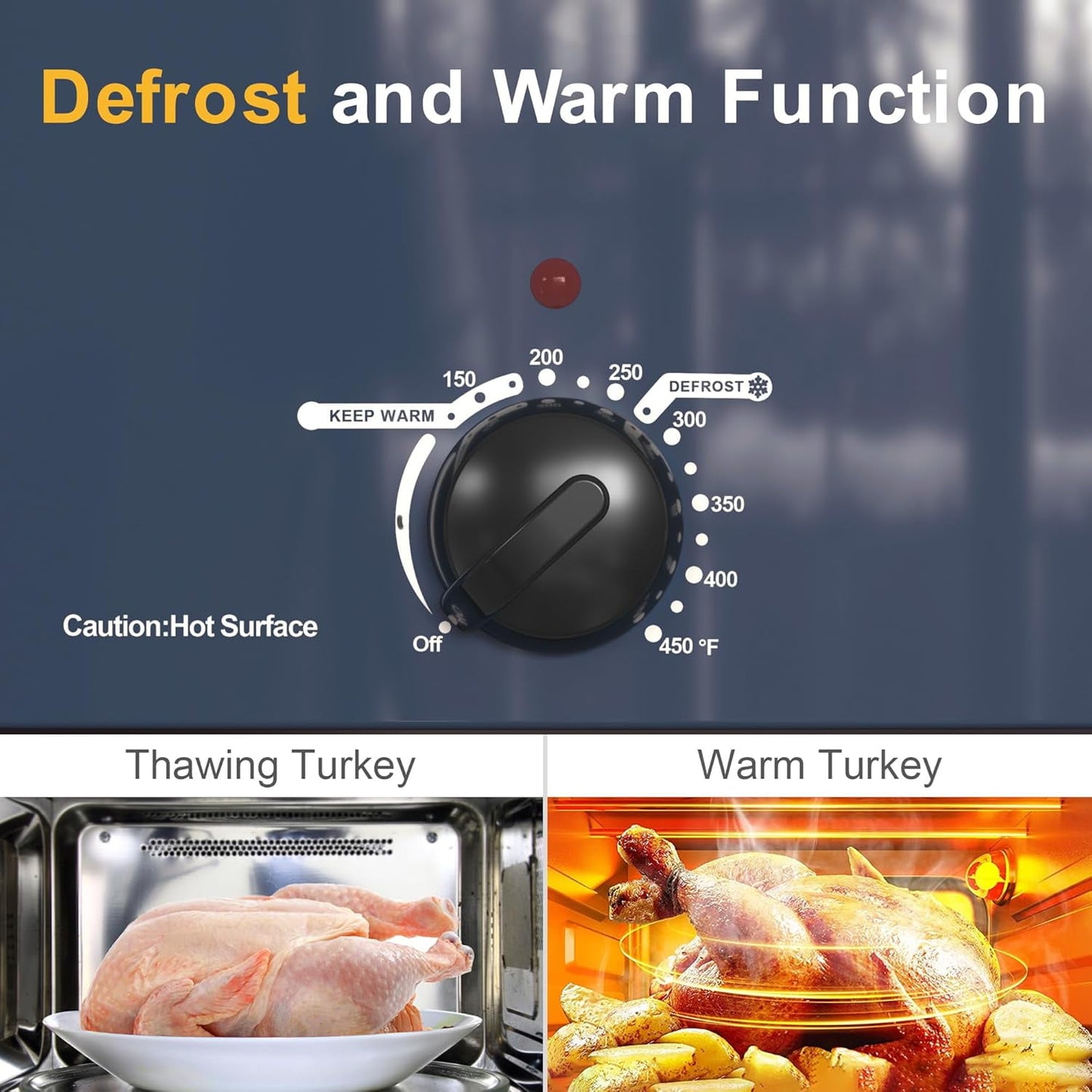 CozyHom 18 Quart Electric Roaster Oven with Self-Basting Lid, Turkey Roaster Oven Buffet with Removable Pan, Cool-Touch Handles, Blue