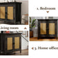 RoyalCraft Storage Cabinet, Kitchen Sideboard Cabinet with Rattan Decor Doors, Accent Buffet Cabinet with Adjustable Storage Shelf, Wood Cabinet Organizer, Coffee