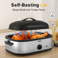 Superjoe 14 QT Electric Roaster Oven, with Self-Basting Lid, Stainless Steel Roaster Pan, Silver