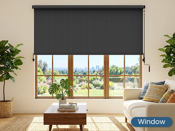 CozyHome Outdoor Roller Shade 6' x 6', Cordless Patio Shade with Crank Handle, 95% UV Protection, Aluminum Privacy Sun Shade for Patio, Black