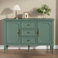 May in Color Storage Cabinet with 2 Doors & 3 Drawers, Mid-Century Sideboard Cabinet with Adjustable Shelves, Wood Buffet Cabinet with Turned Legs, Ideal for Entryway, Living Room, Dining Room, Green